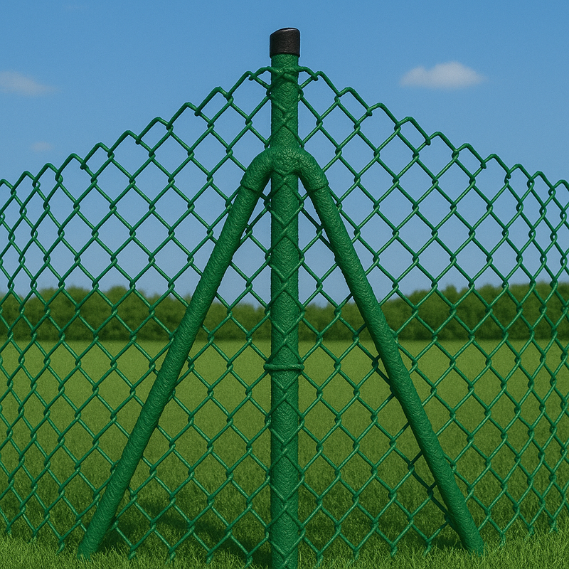 Green Coated Chain Link Fence – 900mm Height, Galvanised Steel, 25m Roll - 50mm hole size