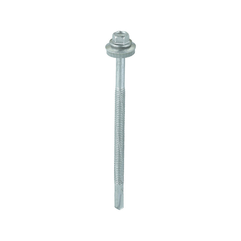 Metal Construction Heavy Section Screws - Hex - EPDM Washer - Self-Drilling - Exterior - Silver Organic - 5.5 x 100