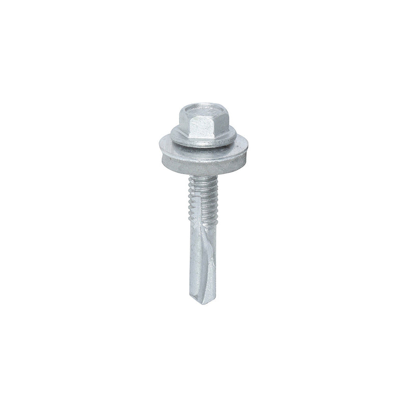 Metal Construction Heavy Section Screws - Hex - EPDM Washer - Self-Drilling - Exterior - Silver Organic - 5.5 x 32
