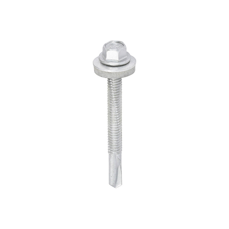Metal Construction Heavy Section Screws - Hex - EPDM Washer - Self-Drilling - Exterior - Silver Organic - 5.5 x 55