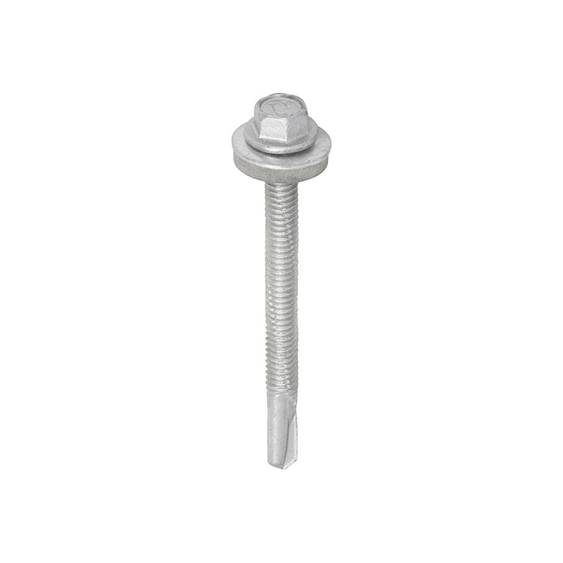 Metal Construction Heavy Section Screws - Hex - EPDM Washer - Self-Drilling - Exterior - Silver Organic - 5.5 x 65