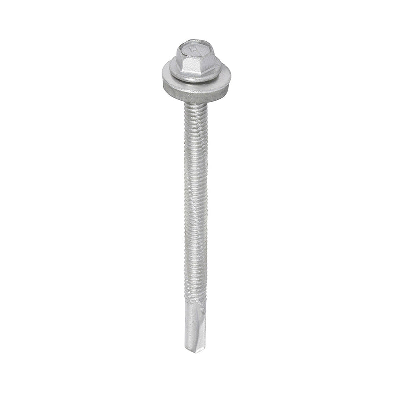 Metal Construction Heavy Section Screws - Hex - EPDM Washer - Self-Drilling - Exterior - Silver Organic - 5.5 x 80