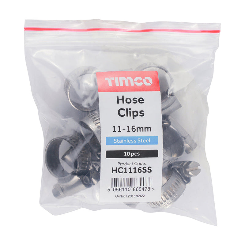Hose Clips - Stainless Steel - 11 - 16mm