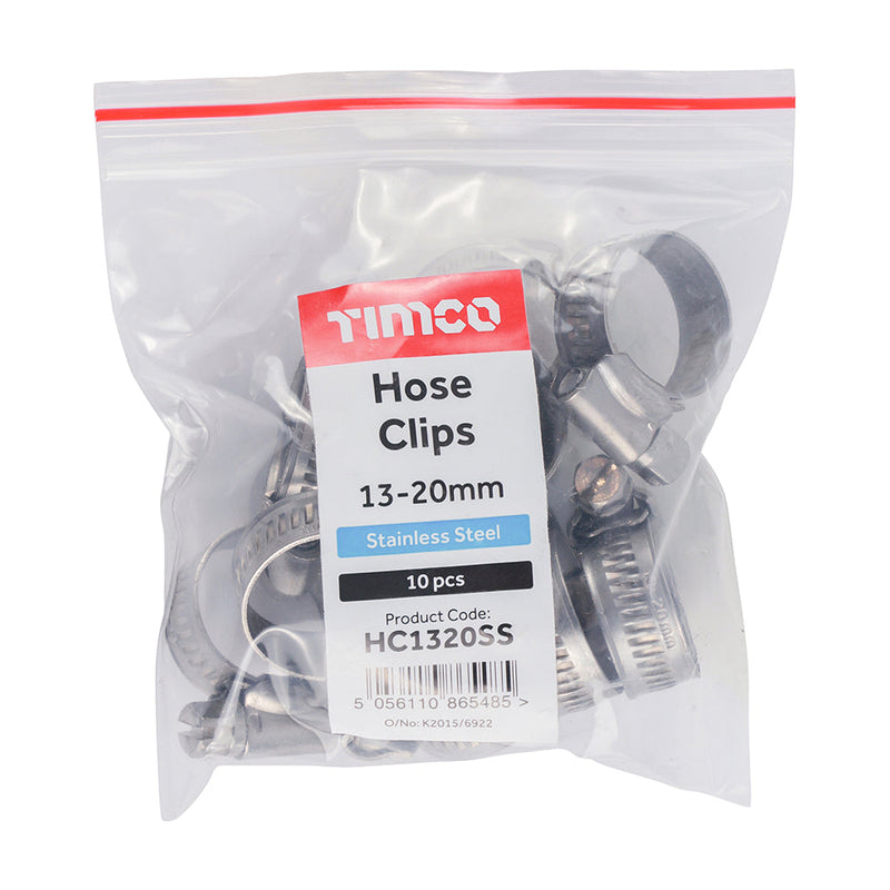 Hose Clips - Stainless Steel - 13 - 20mm