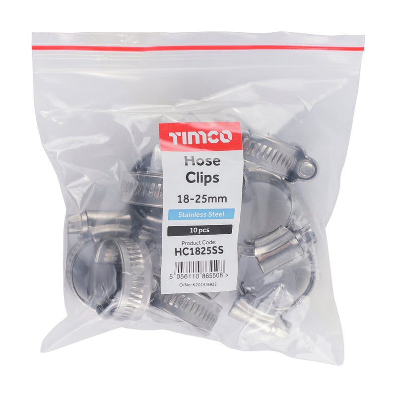 Hose Clips - Stainless Steel - 18 - 25mm