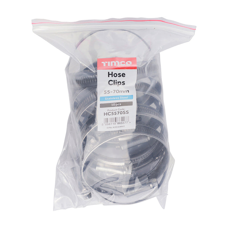 Hose Clips - Stainless Steel - 55 - 70mm