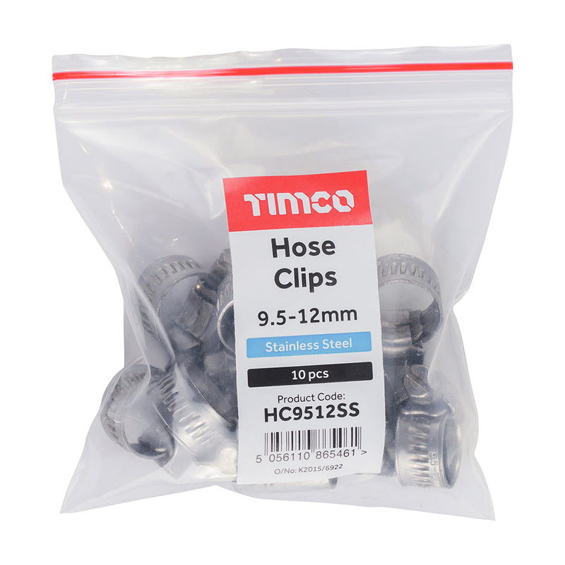 Hose Clips - Stainless Steel - 9.5 - 12mm
