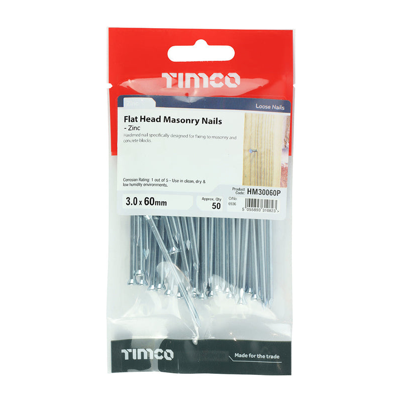 Masonry Nails - Zinc - 3.0 x 60