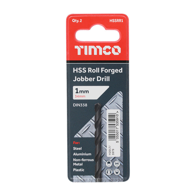 Roll Forged Jobber Drills - HSS - 1.0mm