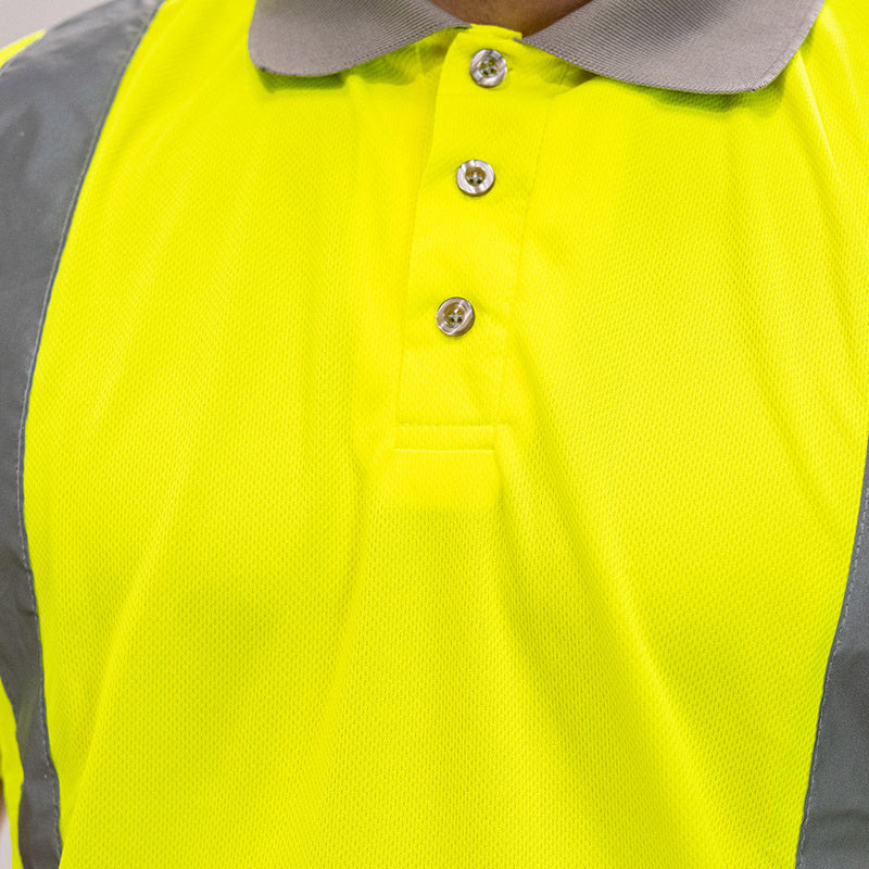 Hi-Visibility Polo Shirt - Long Sleeve - Yellow - Large