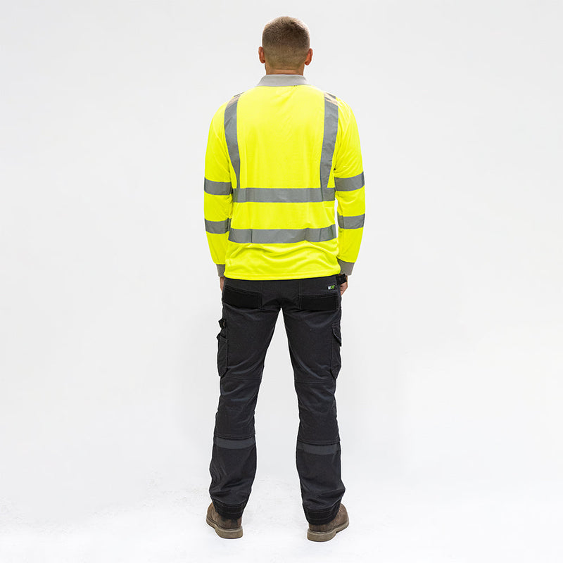 Hi-Visibility Polo Shirt - Long Sleeve - Yellow - X Large