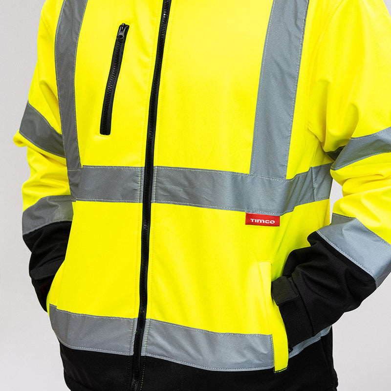 Hi-Visibility Softshell Jacket - Yellow - Medium