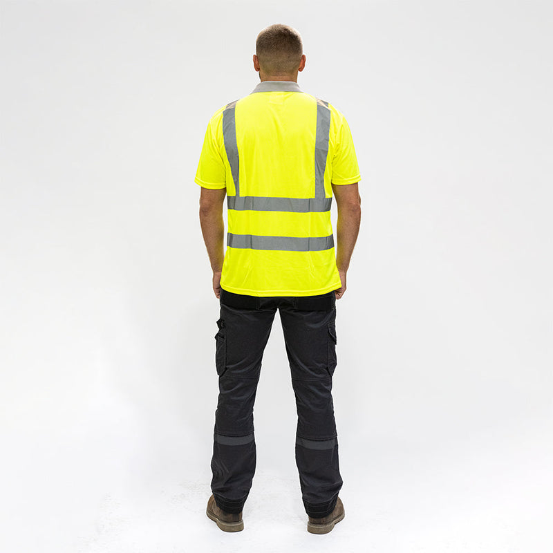 Hi-Visibility Polo Shirt - Short Sleeve - Yellow - Large