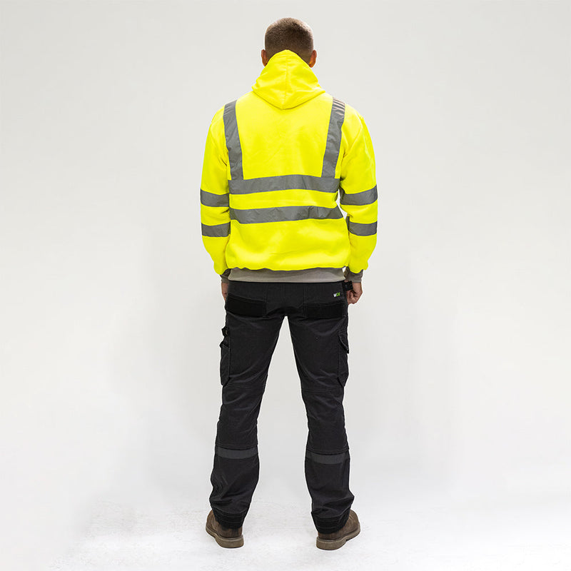 Hi-Visibility Sweatshirt with Hood - Yellow - Medium