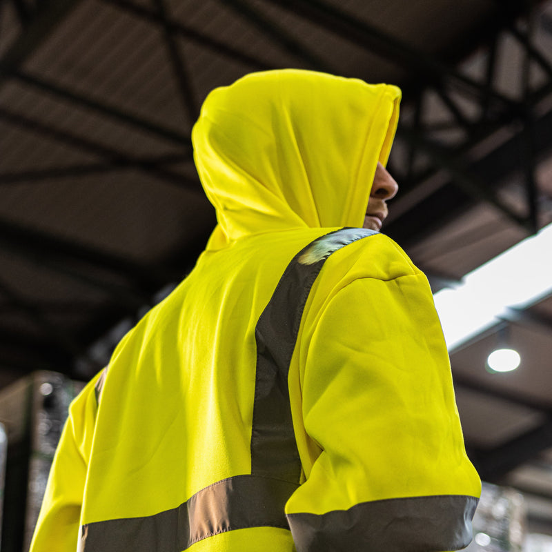 Hi-Visibility Sweatshirt with Hood - Yellow - Medium