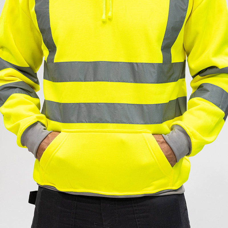 Hi-Visibility Sweatshirt with Hood - Yellow - X Large