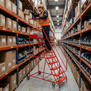 Heavy Duty Metal Ladders – 500kg Capacity – All-Welded – 700mm Wide Platform – Warehouse Steps