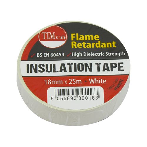 PVC Insulation Tape - White - 25m x 18mm