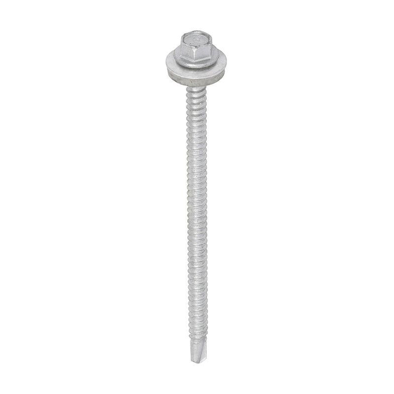 Metal Construction Light Section Screws - Hex - EPDM Washer - Self-Drilling - Exterior - Silver Organic - 5.5 x 100
