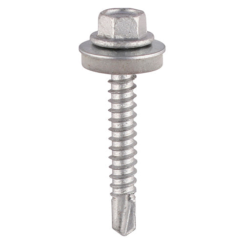 Metal Construction Light Section Screws - Hex - EPDM Washer - Self-Drilling - Exterior - Silver Organic - 5.5 x 19