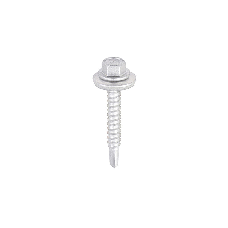 Metal Construction Light Section Screws - Hex - EPDM Washer - Self-Drilling - Exterior - Silver Organic - 5.5 x 38