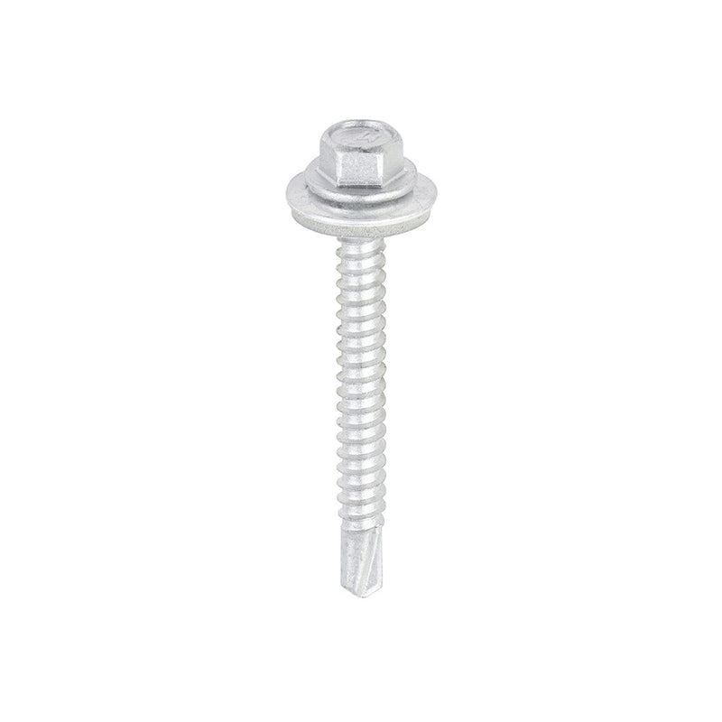 Metal Construction Light Section Screws - Hex - EPDM Washer - Self-Drilling - Exterior - Silver Organic - 5.5 x 50