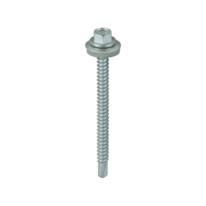 Metal Construction Light Section Screws - Hex - EPDM Washer - Self-Drilling - Exterior - Silver Organic - 5.5 x 70