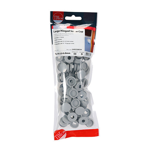 Hinged Screw Caps - Large - Light Grey - To fit 5.0 to 6.0 Screw