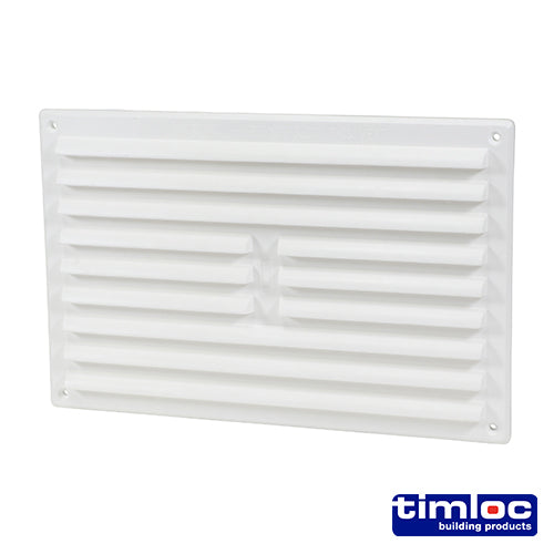 Timloc Internal Plastic Louvre Grille Vent with Flyscreen - White - 1211WF - 260 x 170