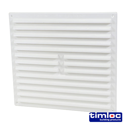 Timloc Internal Plastic Louvre Grille Vent with Flyscreen - White - 1212WF - 260 x 235
