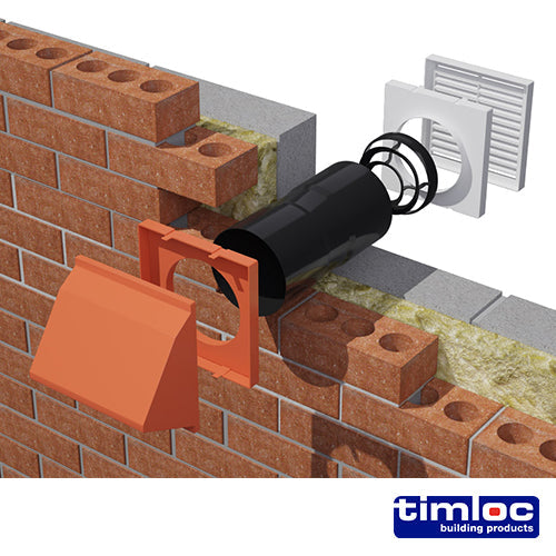 Timloc Aero Core Through-Wall Vent High Rise and Baffle - Terracotta - ACV7HRTE - 127 x 350