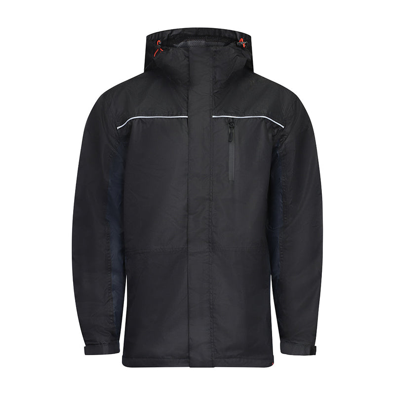 Waterproof Lined Rain Jacket - Black - Large