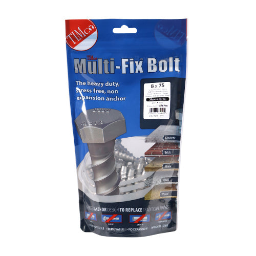 Masonry Bolts - Hex - Exterior - Silver - 8.0 x 75