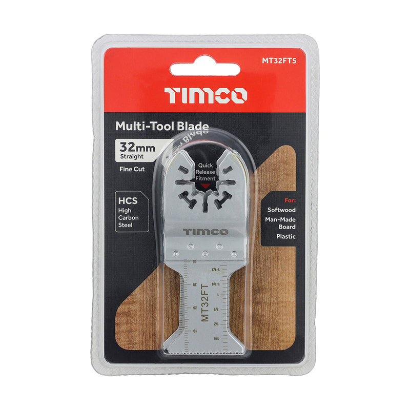 Multi-Tool Blades - Straight Fine - For Wood - 5pcs - 32mm