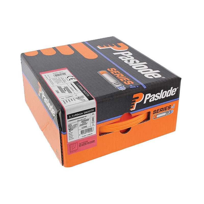 Paslode IM360Ci Nails & Fuel Cells Trade Pack - Plain Shank - Hot Dipped Galvanised - 140629 - 3.1 x 90/2CFC