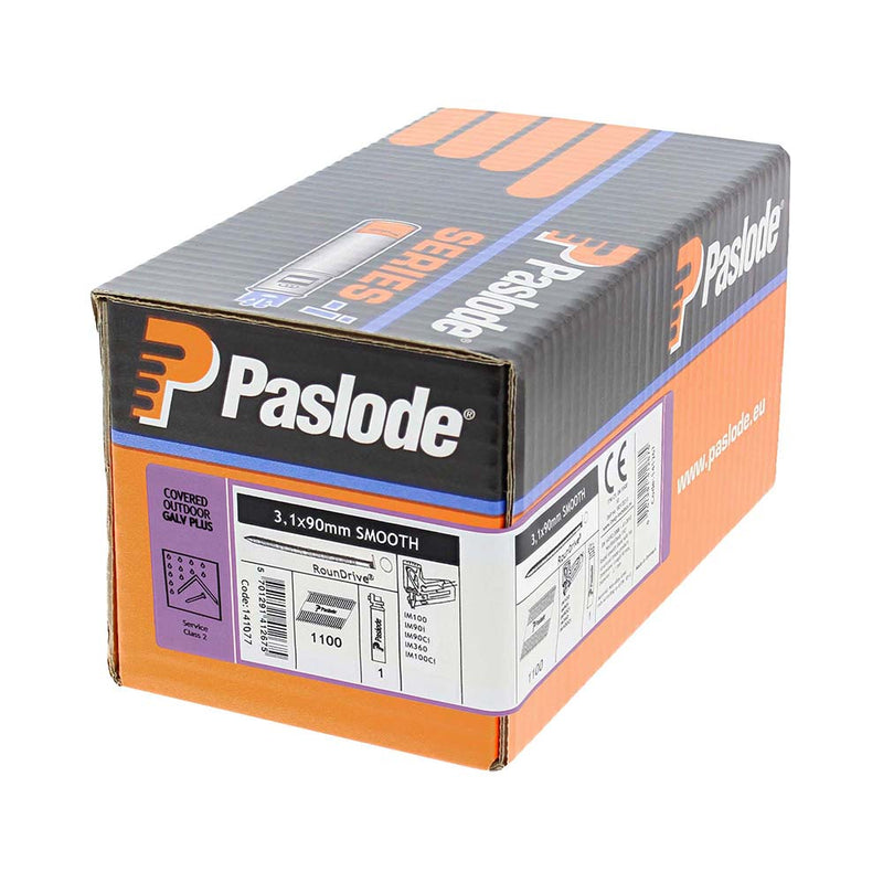 Paslode IM360Ci Nails & Fuel Cells Retail Pack - Plain Shank - Galvanised + - 141077 - 3.1 x 90/1CFC
