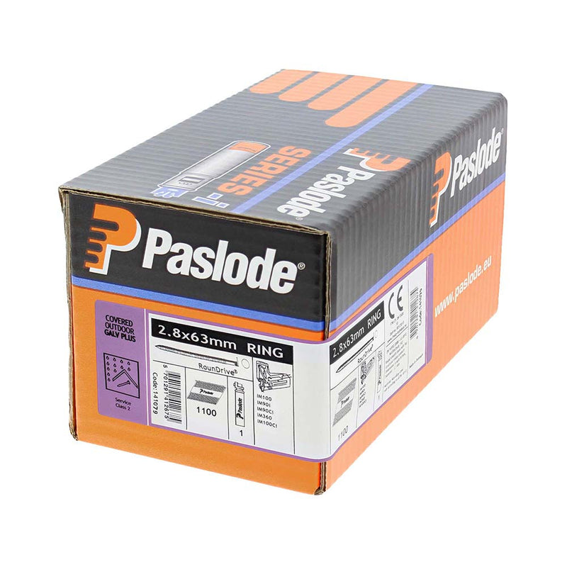 Paslode IM360Ci Nails & Fuel Cells Retail Pack - Ring Shank - Galvanised + - 141079 - 2.8 x 63/1CFC