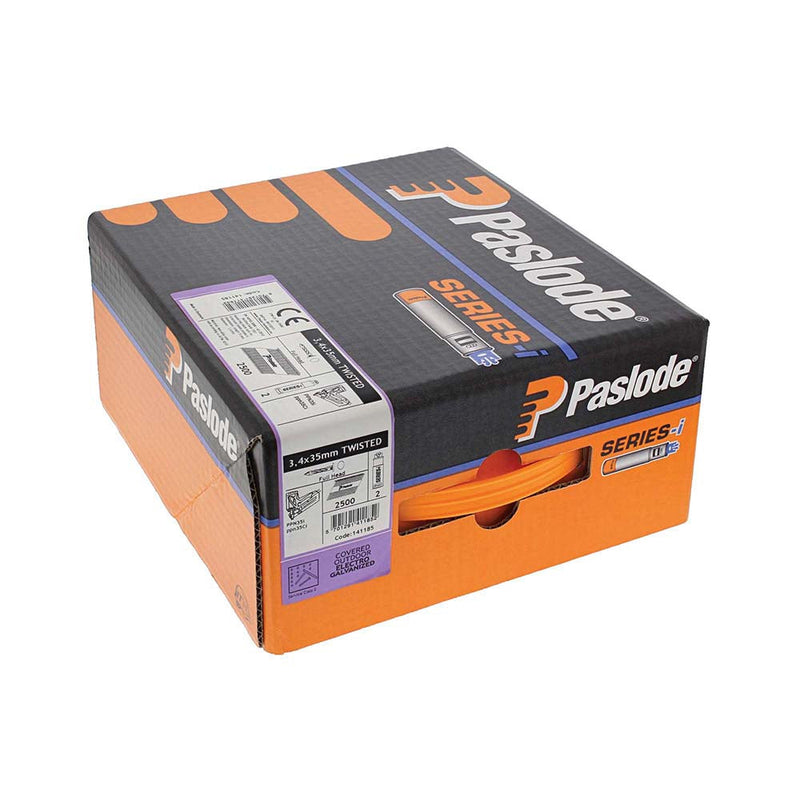 Paslode PPN35Ci Nails & Fuel Cells Trade Pack - Twist Shank - Electro Galvanised - 141185 - 3.4 x 35/2CFC