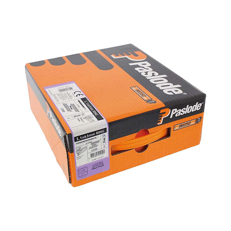 Paslode IM350+ Nails & Fuel Cells Trade Pack - Ring Shank - Galvanised + - 141221 - 3.1 x 63/2CFC