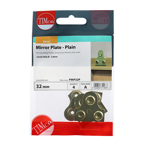 Mirror Plates - Plain - Electro Brass - 32mm