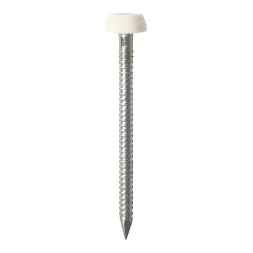 Polymer Headed Pins - Stainless Steel - White - 25mm