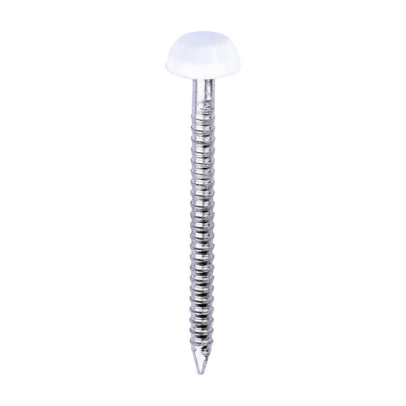 Polymer Headed Pins - A4 Stainless Steel - White - 30mm