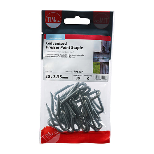 Presser Point Staples - Galvanised - 30 x 3.35