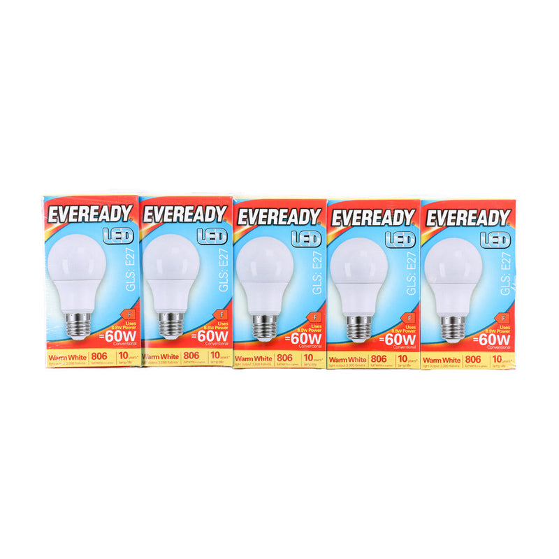 Eveready LED GLS Light Bulb - E27 - 806 Lumen - 8.8W - Warm Light