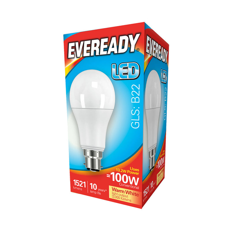 Eveready LED GLS Light Bulb - B22 - 1521 Lumen - 13.8W - Warm Light