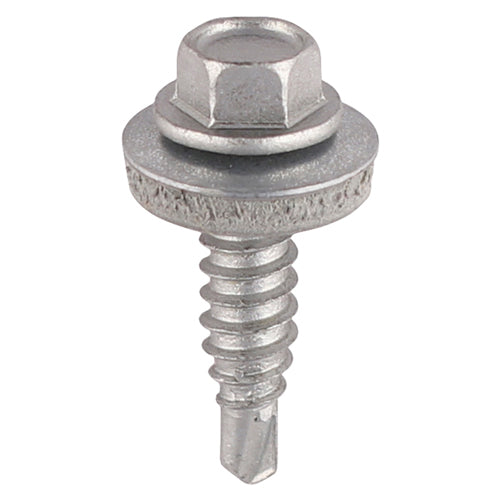 Metal Construction Stitching Screws - For Sheet to Sheet - Hex - EPDM Washer - Self-Drilling - Exterior - Silver Organic - 6.3 x 22