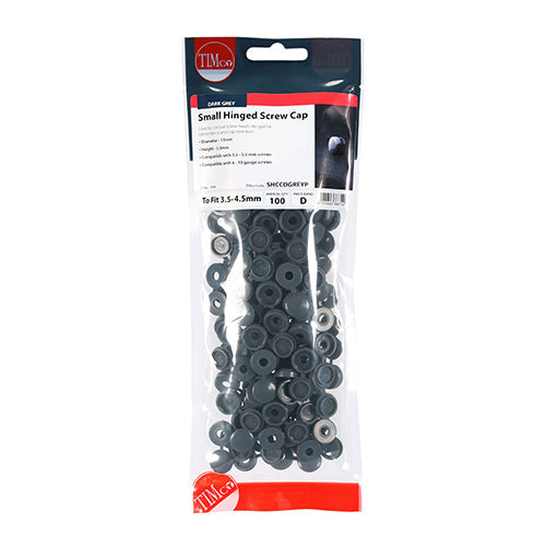 Hinged Screw Caps - Small - Dark Grey - To fit 3.0 to 4.5 Screw