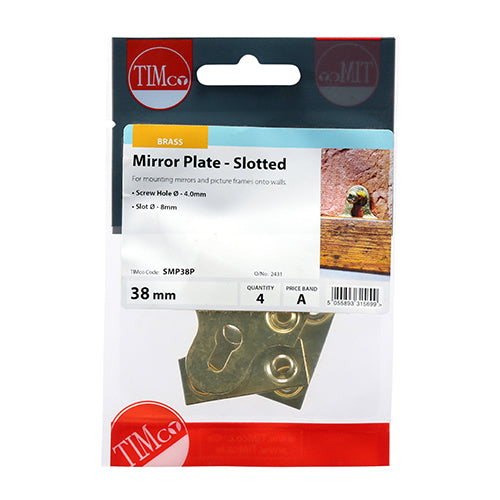 Mirror Plates - Slotted - Electro Brass - 38mm