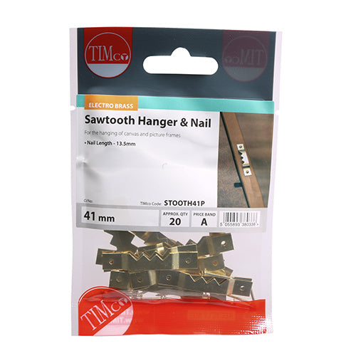 Sawtooth Hangers and Nails - Electro Brass - 41mm