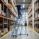 Steel Warehouse Step Ladders – 300kg – 14 Tread – 3500mm Platform – Industrial Safety Steps